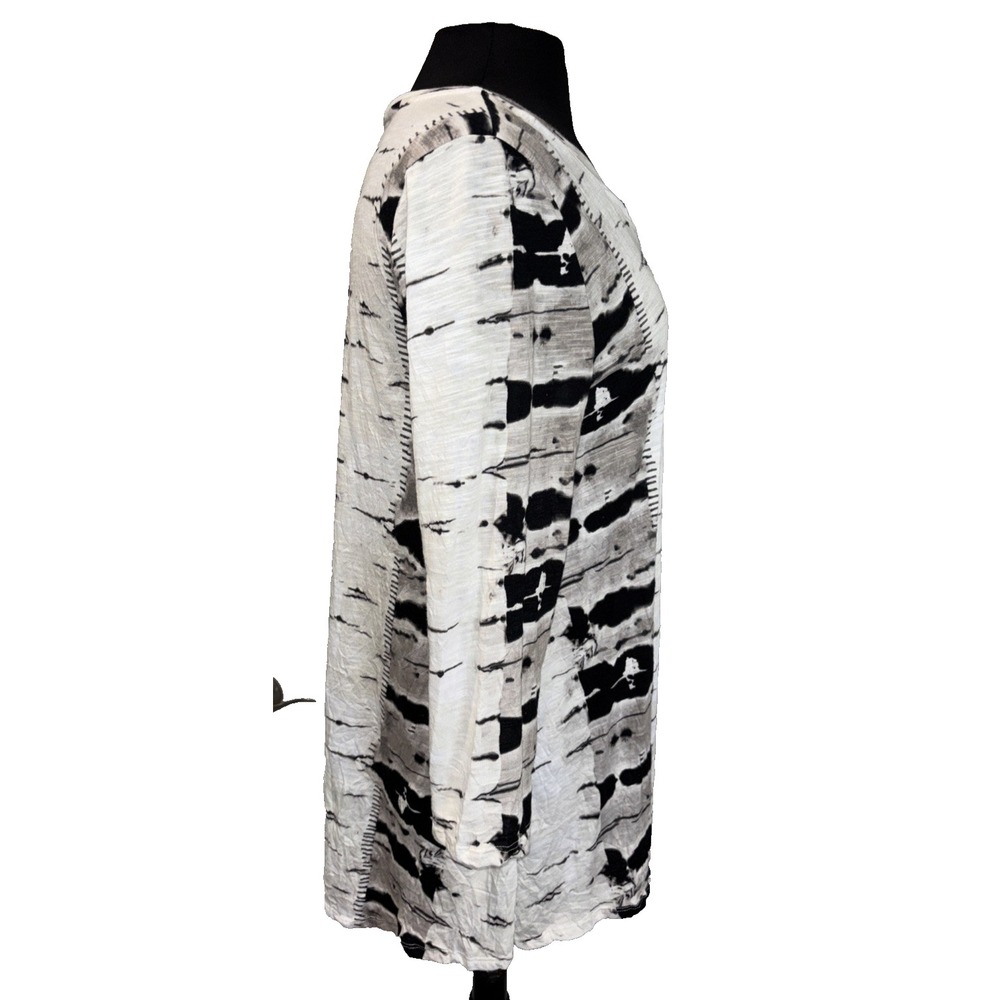 NEW‎ LIV by Habitat Shibori Tie-Dye Crinkle Ruched Tunic Size S White/Black - Picture 8 of 10